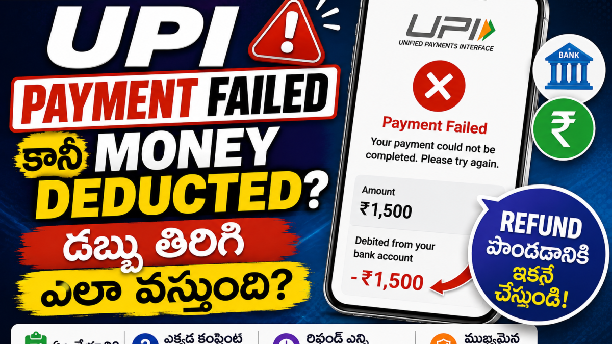 UPI Payment Failed కానీ Money Deduct అయిందా? డబ్బు తిరిగి ఎలా వస్తుంది?