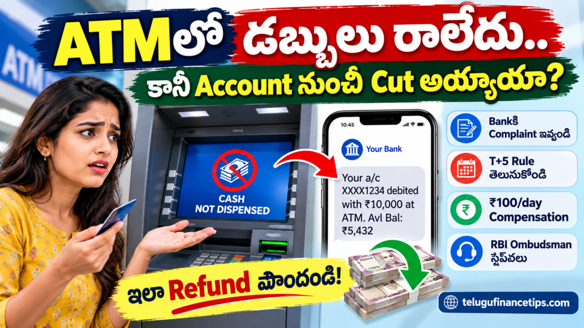 ATMలో Cash రాకపోయినా Account నుంచి Money Debit అయ్యిందా? ఇలా Refund పొందండి